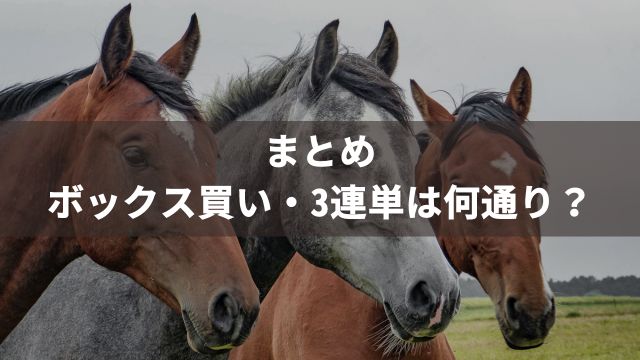 まとめ:ボックス買い・3連単は何通り?